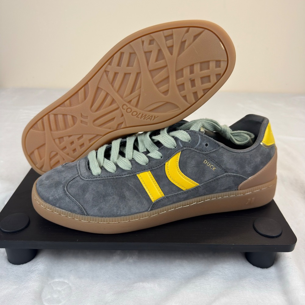 New Coolway Duck Leather Suede Shoes‎ Sneakers Mens 10 US Gray Yellow Gum